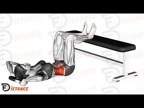 Crunch obliques pieds sur banc