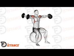 Exercice Élévations latérales assise avec haltères sur ballon (Swiss Ball)