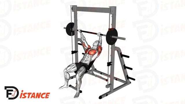 Développé couché incliné à la smith machine (guidée)