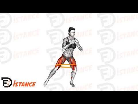 Squat avec élastique et pas latéraux - Exercice Squat avec élastique et pas latéraux en vidéo