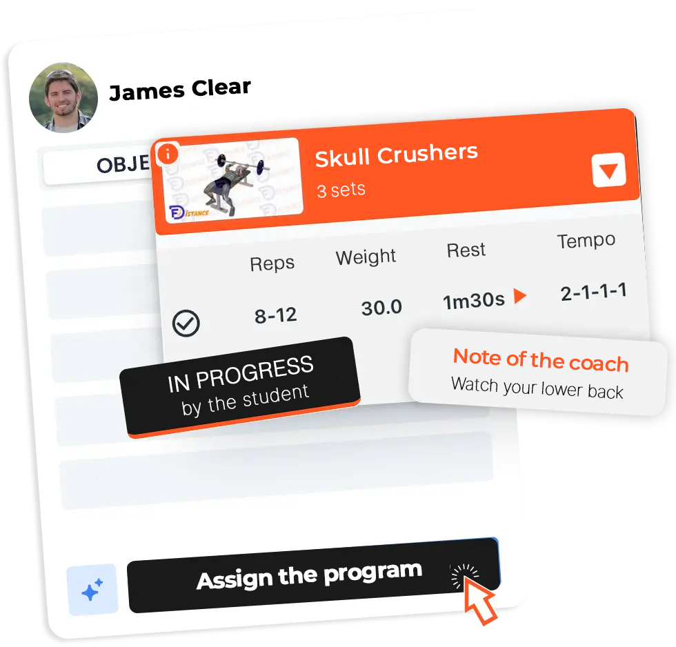 Sports coaching application - Client management interface Sports coaching application - Client management interface