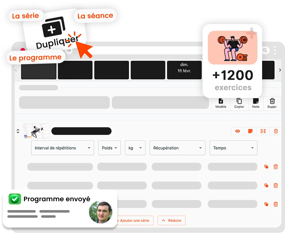 Interface de création de programme sportif dans Fit'Distance